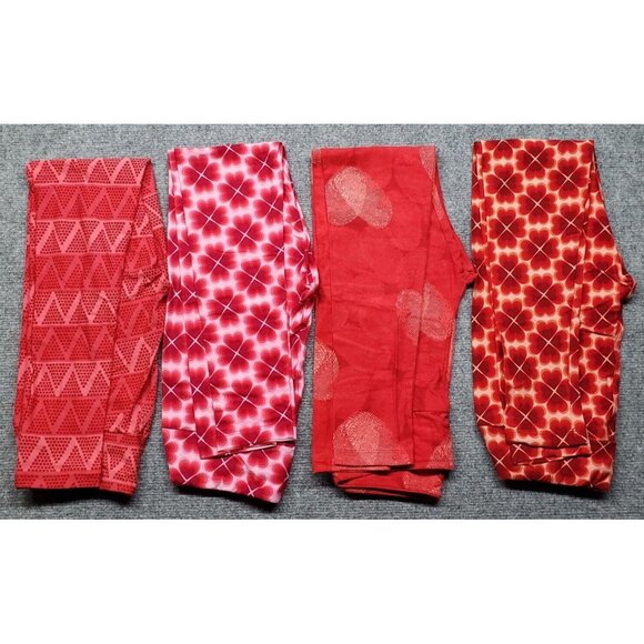 LuLaRoe Valentine Womens Multicolor One Size Leggings Lot of 4 New - Picture 1 of 6